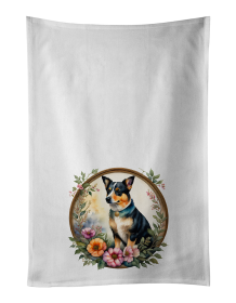 Lancashire Heeler and Flowers Kitchen Towel Set of 2