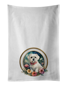 Maltese and Flowers Kitchen Towel Set of 2