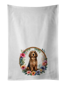 Otterhound and Flowers Kitchen Towel Set of 2