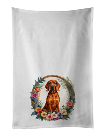 Redbone Coonhound and Flowers Kitchen Towel Set of 2