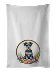 Schnauzer and Flowers Kitchen Towel Set of 2