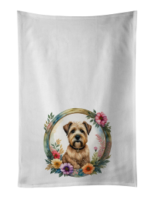 Wheaten Terrier and Flowers Kitchen Towel Set of 2