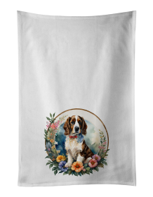 Welsh Springer Spaniel and Flowers Kitchen Towel Set of 2