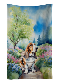 Basset Hound Spring Garden Kitchen Towel