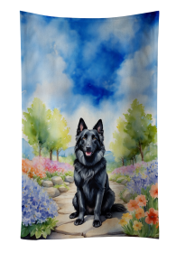 Belgian Sheepdog Spring Path Kitchen Towel