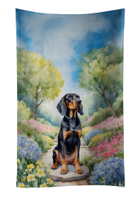 Black and Tan Coonhound Spring Path Kitchen Towel