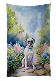 White Boxer Spring Path Kitchen Towel