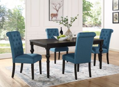 Leviton Urban Style Wood Dark Wash Turned-Leg Dining Set: Table and 4 Chairs, Blue